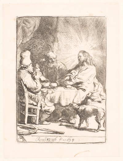Le Christ à Emmaüs : la plus petite planche - Rembrandt van Rijn