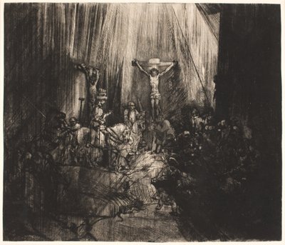 Christ crucifié entre les deux voleurs : grande plaque oblongue (les "Trois Croix") - Rembrandt van Rijn
