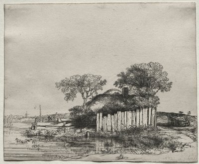 Cottage avec une palissade blanche, 1648 - Rembrandt van Rijn
