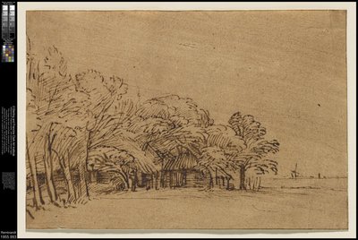 Ferme sous les arbres, c.1650 - Rembrandt van Rijn