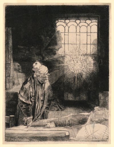 Faust dans son étude, regardant un disque magique - Rembrandt van Rijn