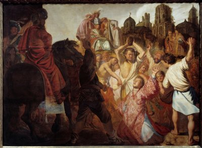 Premier martyr chrétien : la lapidation de Saint Étienne - Rembrandt van Rijn