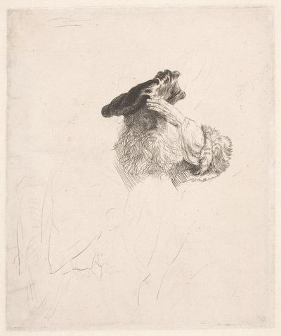 Vieil homme se protégeant les yeux avec la main - Rembrandt van Rijn