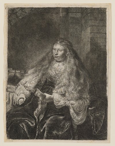 Une jeune fille aux cheveux tombant sur ses épaules - Rembrandt van Rijn