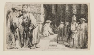 Des Juifs dans une synagogue - Rembrandt van Rijn