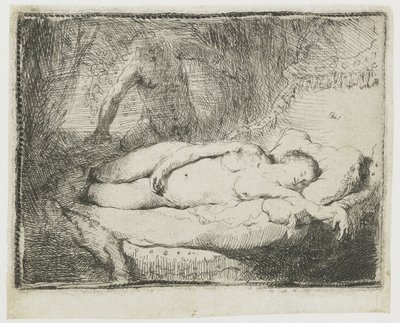 Jupiter et Antiope : petite plaque - Rembrandt van Rijn