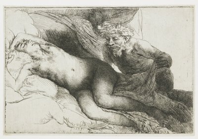Jupiter et Antiope (la grande planche) - Rembrandt van Rijn