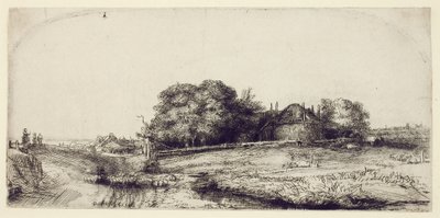 Paysage avec Grange à Foin et un Troupeau de Moutons, c.1652 - Rembrandt van Rijn
