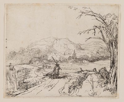 Paysage avec chasseur et chiens - Rembrandt van Rijn