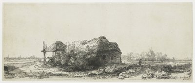 Paysage avec un cottage et une grange à foin - Rembrandt van Rijn