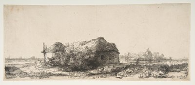 Paysage avec un cottage et une grange à foin - Rembrandt van Rijn