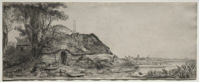 Paysage avec un cottage et un grand arbre - Rembrandt van Rijn