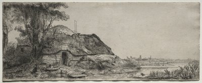 Paysage avec un cottage et un grand arbre - Rembrandt van Rijn
