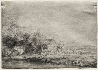 Paysage avec une vache - Rembrandt van Rijn