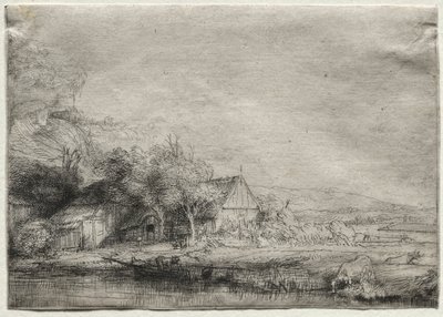 Paysage avec une vache, vers 1650 - Rembrandt van Rijn