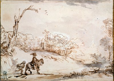 Paysage avec un cavalier - Rembrandt van Rijn