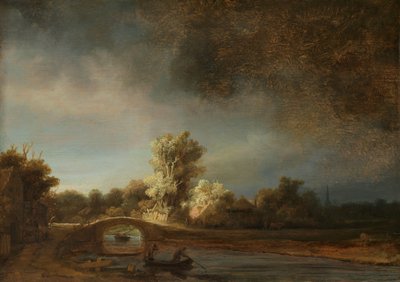Paysage avec un pont en pierre - Rembrandt van Rijn