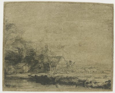 Paysage avec une vache buvant - Rembrandt van Rijn