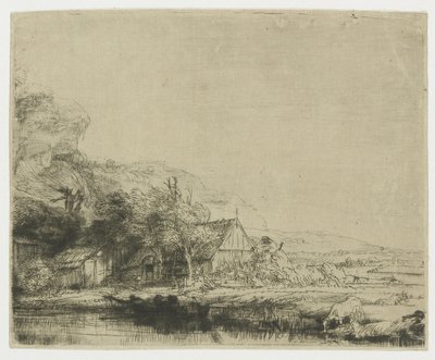 Paysage avec une vache buvant - Rembrandt van Rijn