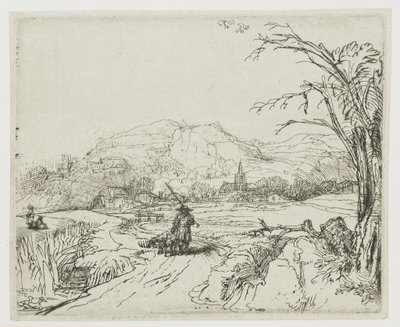 Paysage avec un berger et ses chiens (« Le petit chasseur ») - Rembrandt van Rijn