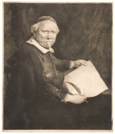 Lieven Willemsz van Coppenol, maître écrivain : la grande plaque - Rembrandt van Rijn