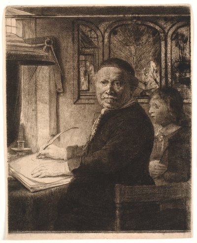 Lieven Williemsz van Coppenol, maître écrivain : la plus petite plaque - Rembrandt van Rijn
