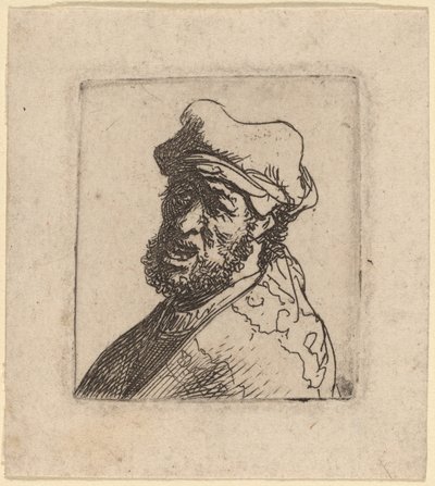 Homme criant, trois-quarts à gauche - Rembrandt van Rijn