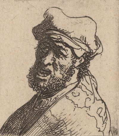 Homme criant, trois-quarts gauche - Rembrandt van Rijn