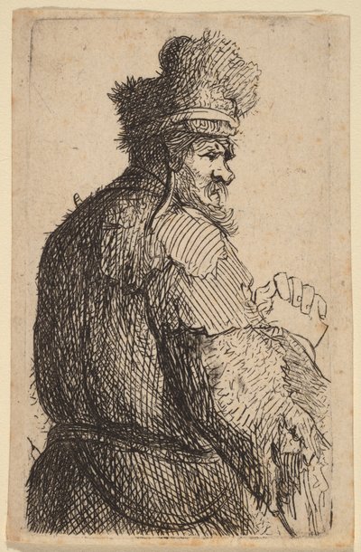 Un vieil homme vu de dos, de profil vers la droite - Rembrandt van Rijn