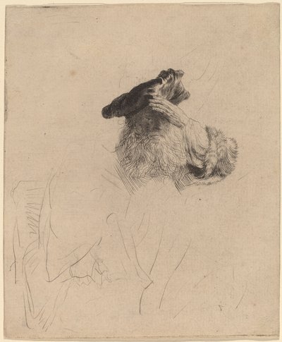 Vieil homme se protégeant les yeux avec sa main - Rembrandt van Rijn