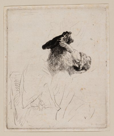 Vieil homme se protégeant les yeux avec sa main - Rembrandt van Rijn