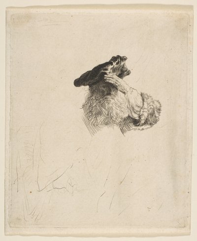 Vieil homme se protégeant les yeux avec sa main, vers 1639 - Rembrandt van Rijn