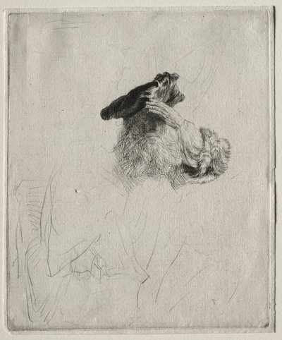 Vieil homme se protégeant les yeux avec sa main, vers 1639 - Rembrandt van Rijn