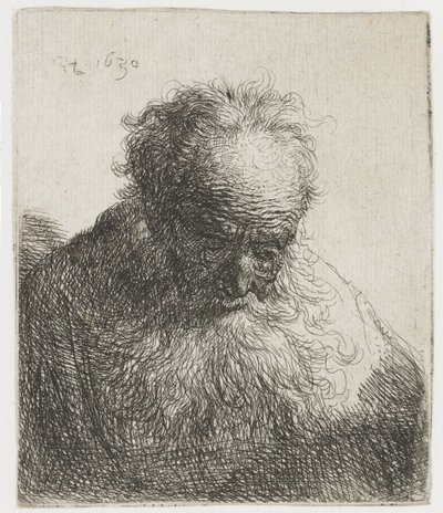 Vieil homme à la barbe flottante, épaule gauche non ombrée - Rembrandt van Rijn