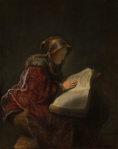 Vieille femme lisant, probablement la prophétesse Anne - Rembrandt van Rijn
