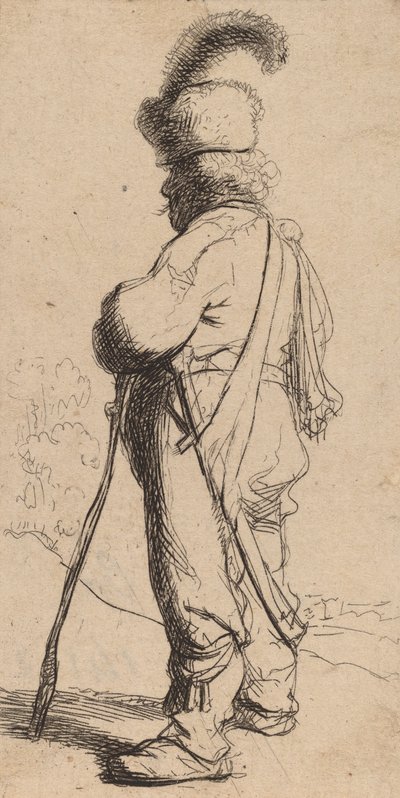 Polonais appuyé sur un bâton, vers 1632 - Rembrandt van Rijn
