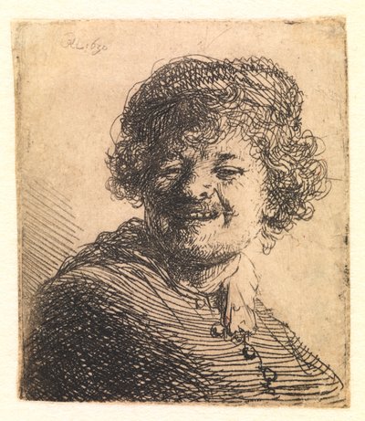 Rembrandt avec un bonnet, riant : Buste - Rembrandt van Rijn