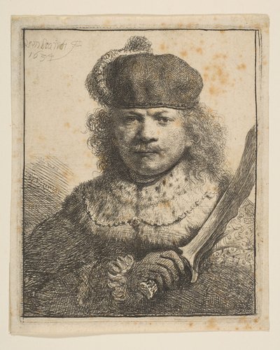 Rembrandt avec sabre levé, 1634 - Rembrandt van Rijn