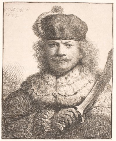 Rembrandt, le sabre levé : portrait en demi-longueur - Rembrandt van Rijn
