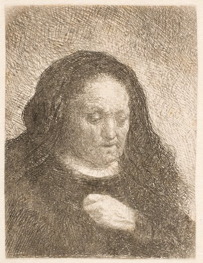La mère de Rembrandt, la main sur la poitrine : petit buste - Rembrandt van Rijn