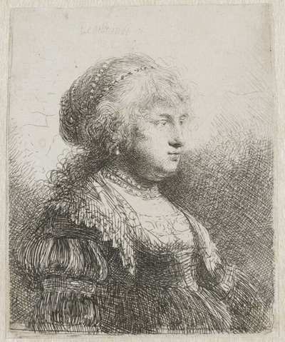 Saskia avec des perles dans les cheveux - Rembrandt van Rijn