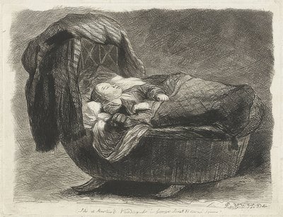 Enfant endormi dans un berceau - Rembrandt van Rijn