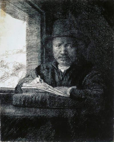 Autoportrait Dessinant près d