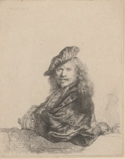 Autoportrait appuyé sur un rebord de pierre, 1639 - Rembrandt van Rijn