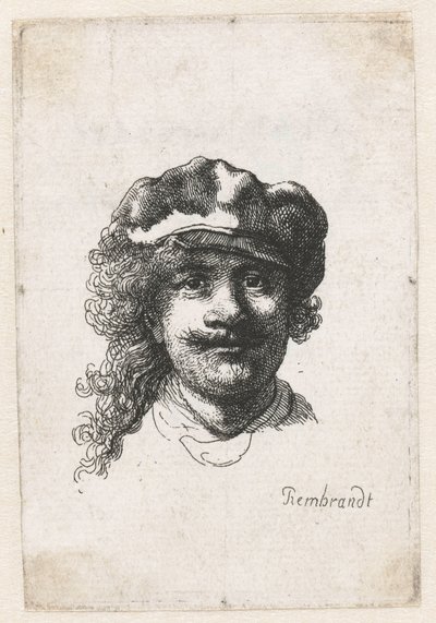 Autoportrait portant un bonnet mou : visage complet, tête seulement, vers 1635 - Rembrandt van Rijn