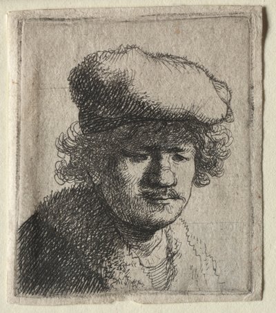 Autoportrait avec Casquette Tirée en Avant, vers 1631 - Rembrandt van Rijn
