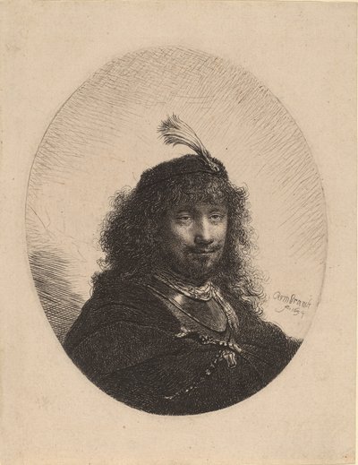 Autoportrait avec chapeau à plumes et sabre abaissé, 1634 - Rembrandt van Rijn