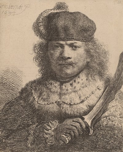 Autoportrait avec sabre levé, 1634 - Rembrandt van Rijn