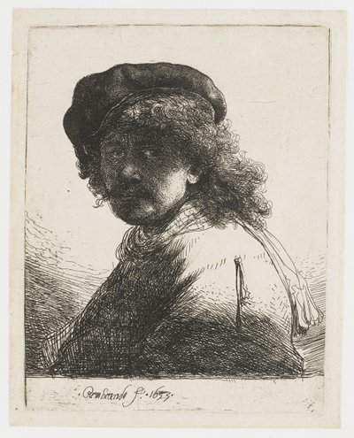 Autoportrait avec un bonnet et une écharpe - Rembrandt van Rijn