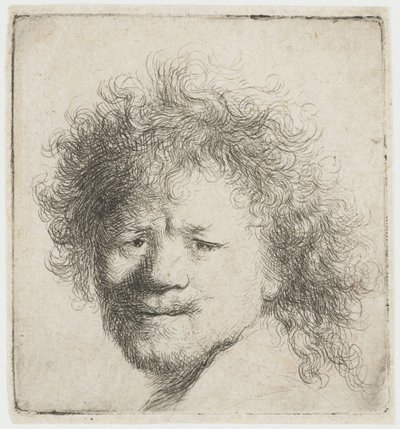 Autoportrait aux cheveux longs et touffus : la tête seule - Rembrandt van Rijn